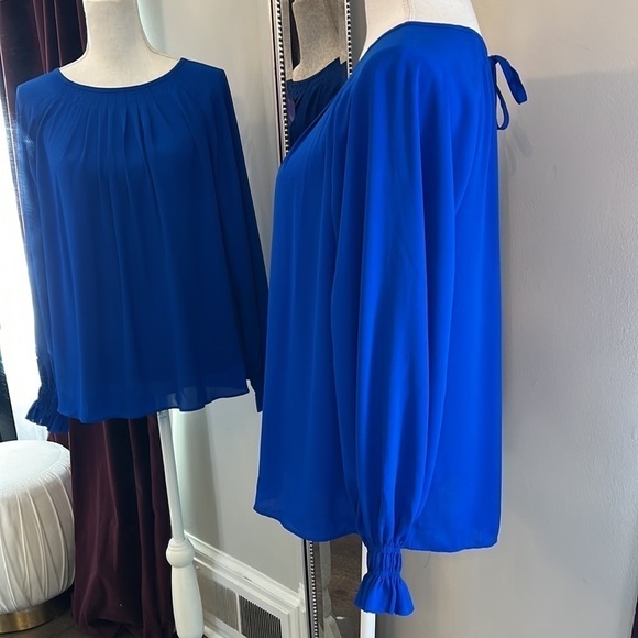 Banana Republic Blue Puff Sleeve Tunic Size Small - Picture 4 of 11